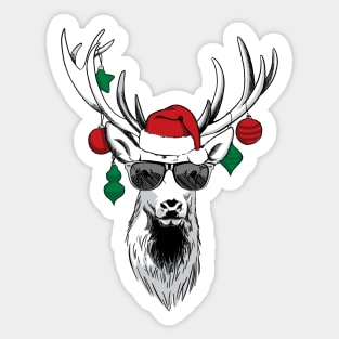 Cool Reindeer with Sunglasses Funny Christmas Design Sticker